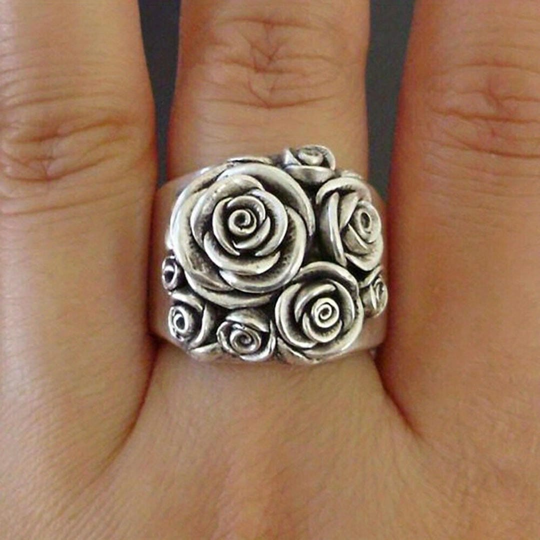 Sterling Silver Rose Ring