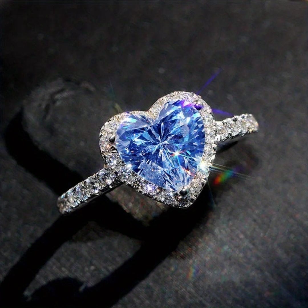 Crimson Heart Halo Crystal Ring