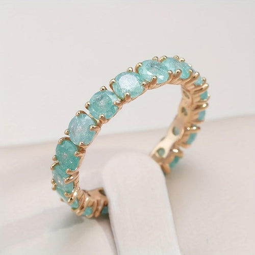 Aqua Crystal Eternity Statement Ring