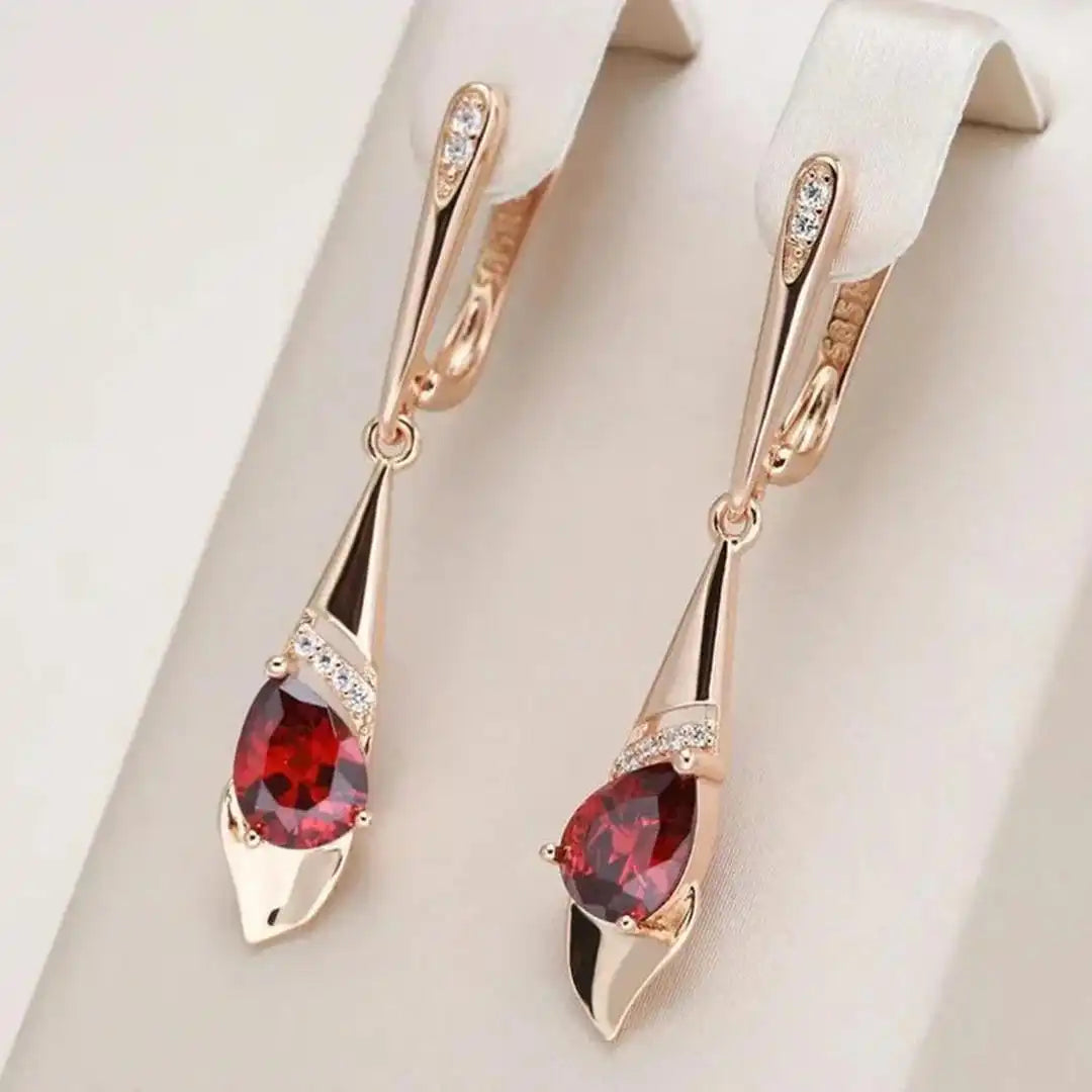 Exquisite Pendant with Red Crystal Earrings