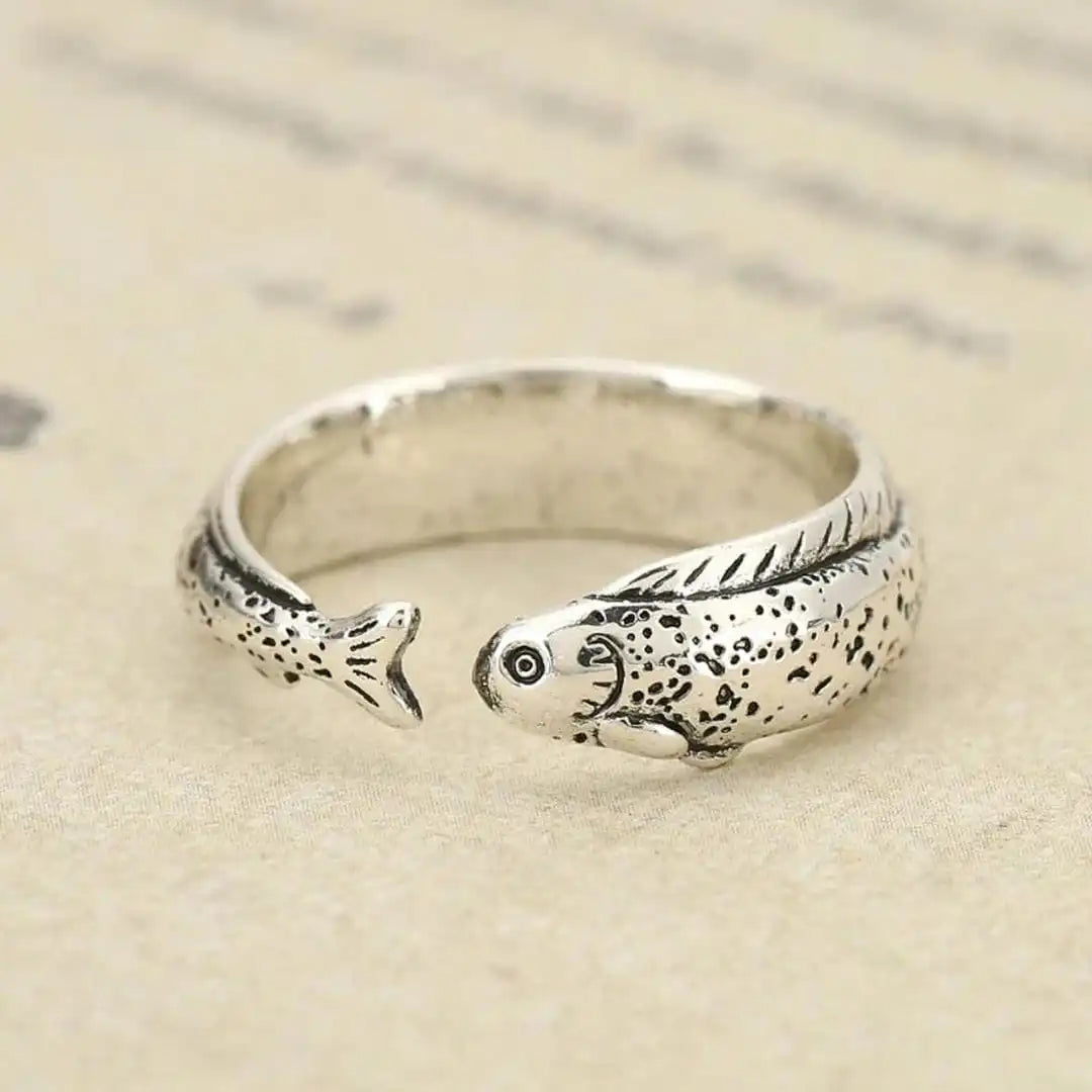 Classic Silver Fish Adjustable Wrap Ring