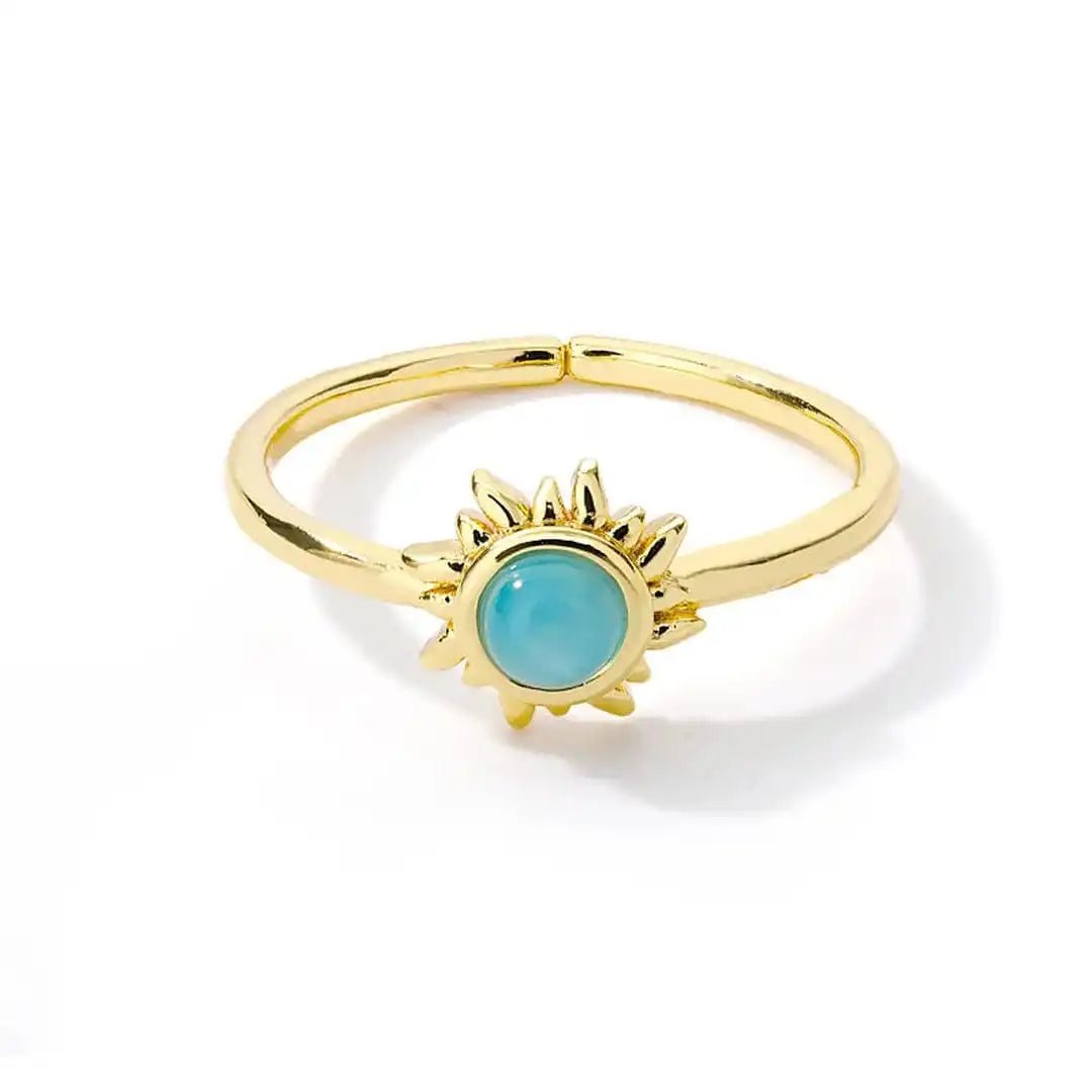 Opal Stone Sun Rings Golden and Silver