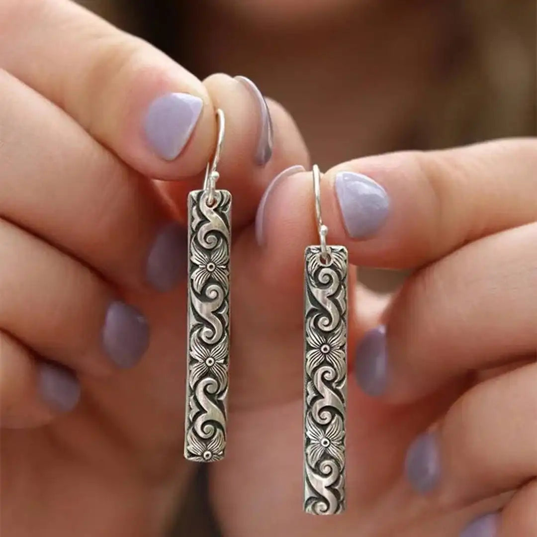 Classic Silver Scroll Bar Earrings