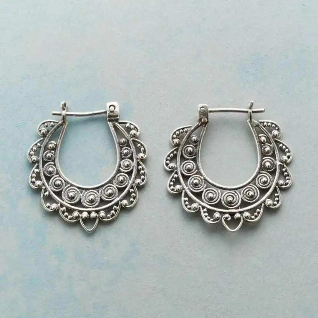 Classic Silver Scallop Hoop Earrings