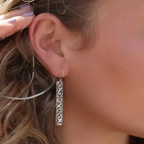 Classic Silver Scroll Bar Earrings