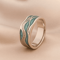 Turquoise Ocean Wave Silver Ring