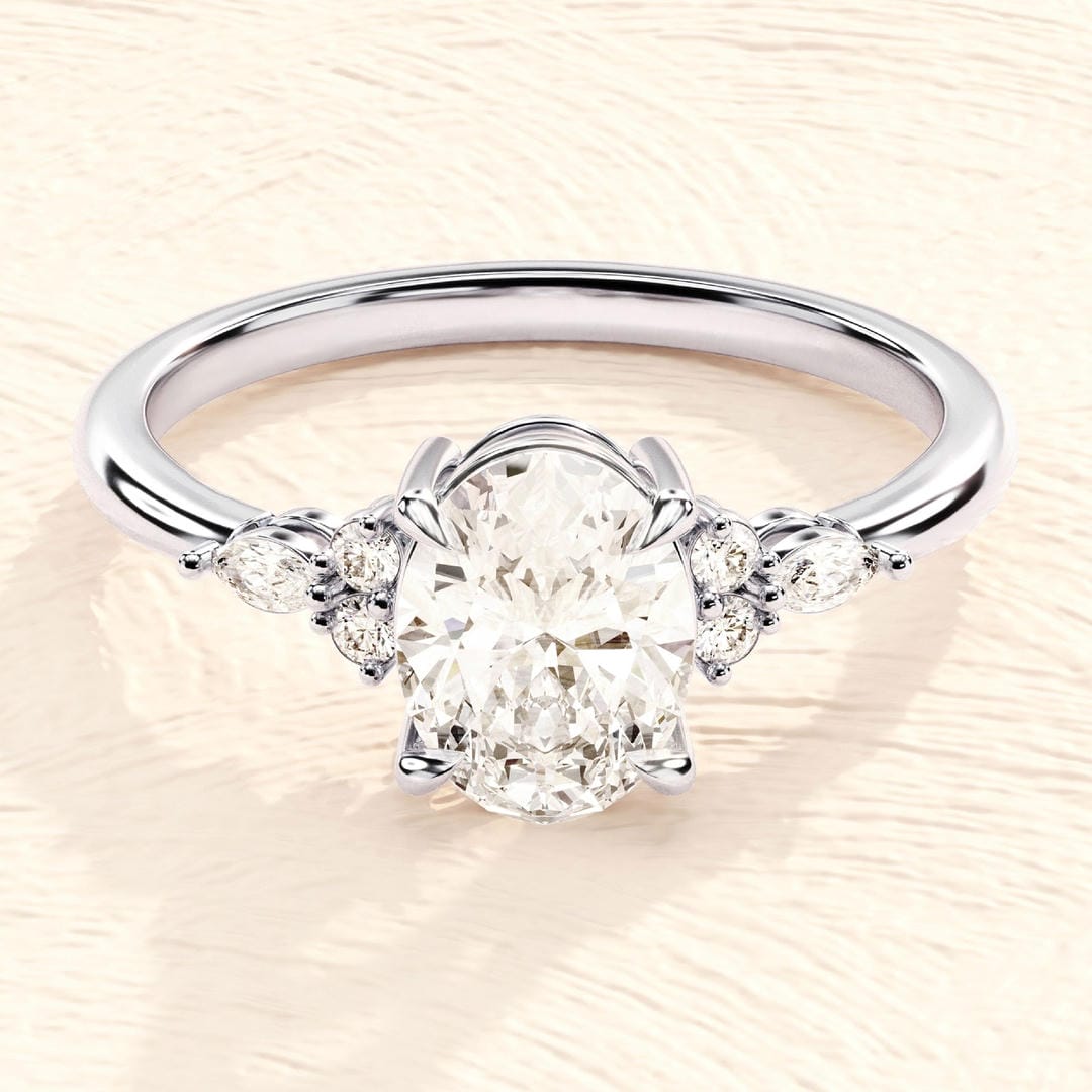 Oval Solitaire Crystal Accent Ring