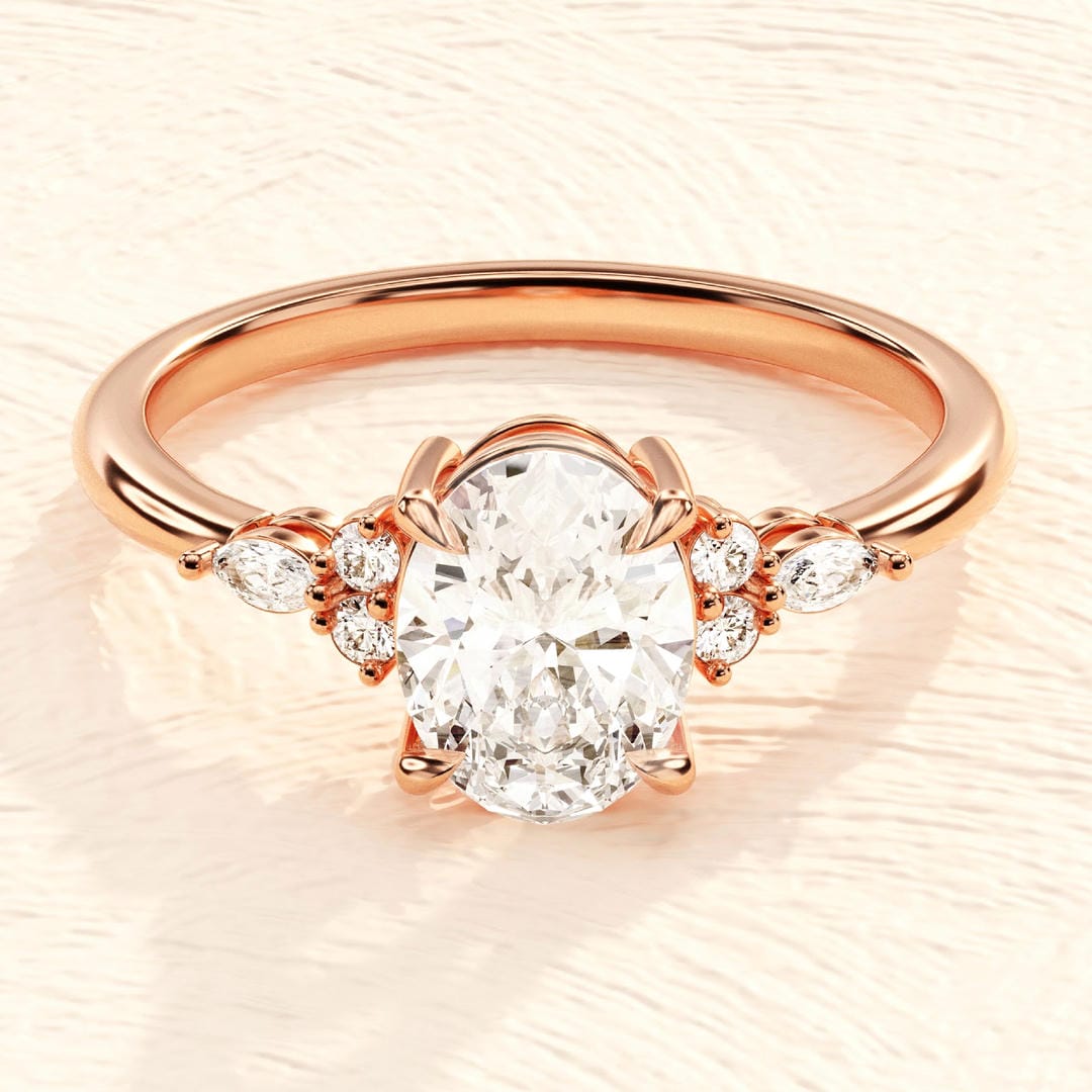 Oval Solitaire Crystal Accent Ring