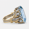 Vintage Blue Zirconia Layered Gold Ring on a clean white studio background